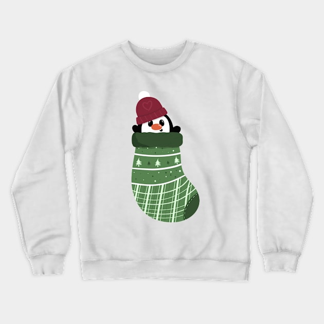 Cute Penguin in a Stocking Surprise Crewneck Sweatshirt by PandLCreations